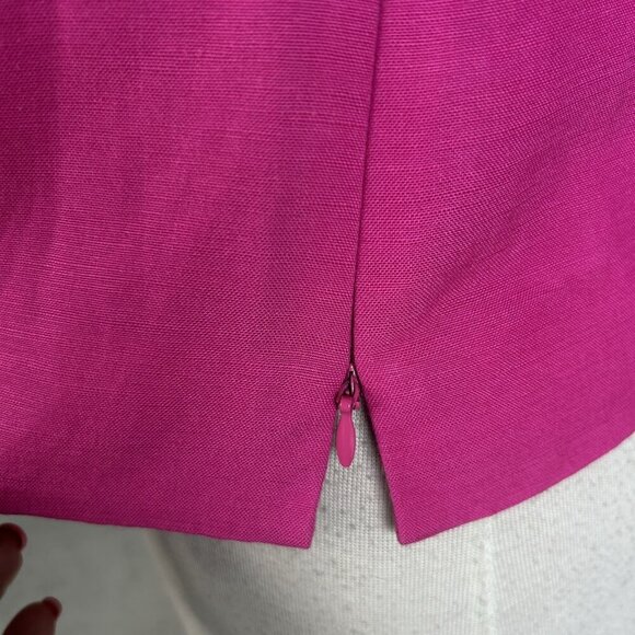 Kasper Bright Pink White Linen Blend Embroidered Scroll Jacket and Shell Outfit - Picture 9 of 12